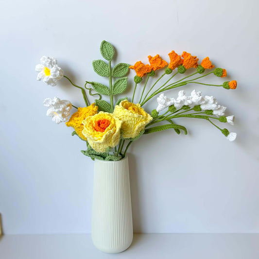 Handmade Crochet Flower Bouquet | Everlasting Yarn Flowers | Unique Home Decor & Gift Idea