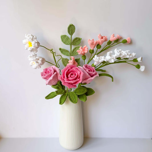 Handmade Crochet Flower Bouquet | Everlasting Yarn Flowers | Unique Home Decor & Gift Idea