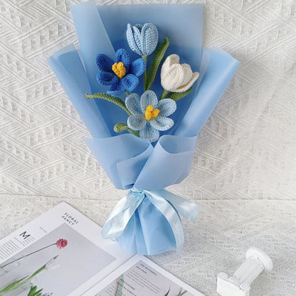 Handmade Crochet Tulip Flower Bouquets|Customizable & Long-lasting Floral Arrangements