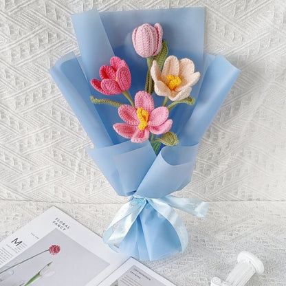 Handmade Crochet Tulip Flower Bouquets|Customizable & Long-lasting Floral Arrangements